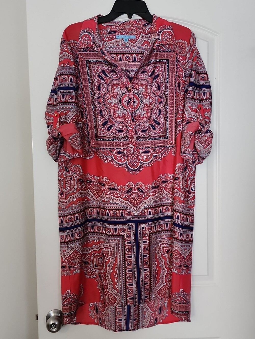 ANTONIO MELANI Coral Paisley Print Tunic Dress